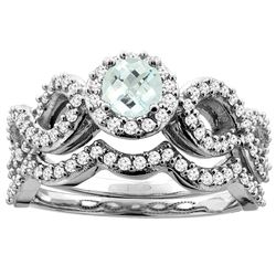 0.92 CTW Aquamarine & Diamond Ring 10K White Gold - REF-82A6X
