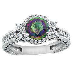 1.46 CTW Mystic Topaz & Diamond Ring 14K White Gold - REF-77Y4V