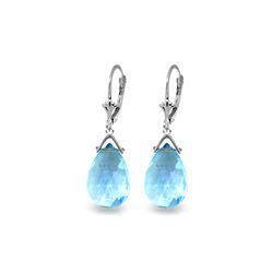 Genuine 10.20 ctw Blue Topaz Earrings 14KT White Gold - REF-28Z9N