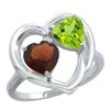 Image 1 : 2.61 CTW Diamond, Garnet & Peridot Ring 10K White Gold - REF-23V7R