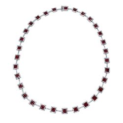Natural 18.67 CTW Ruby & Diamond Necklace 14K White Gold - REF-604R8K