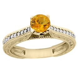 0.57 CTW Citrine & Diamond Ring 14K Yellow Gold - REF-53R2H