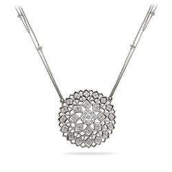 Natural 1 CTW Diamond Necklace 14K White Gold - REF-234X9T