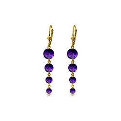Genuine 7.8 ctw Amethyst Earrings 14KT Yellow Gold - REF-46A3K