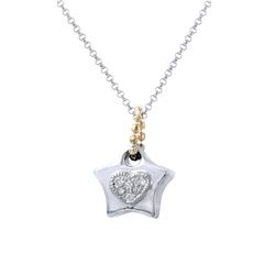 Natural 0.16 CTW Diamond Necklace 14K Two Tone Yellow Gold - REF-31X5T