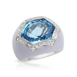 Natural 11.22 CTW Topaz & Diamond Ring 14K White Gold - REF-123X3T
