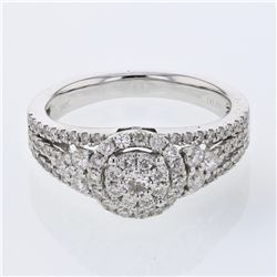 Natural 0.83 CTW Diamond Ring 14K White Gold - REF-108M9F