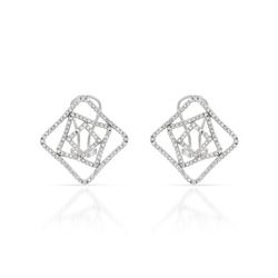 Natural 0.88 CTW Diamond Earrings 18K White Gold - REF-153R2K