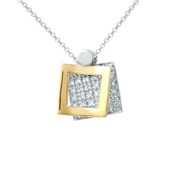 Natural 0.36 CTW Diamond Necklace 14K Two Tone Yellow Gold - REF-49H5W