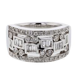 Natural 0.66 CTW Baguette & Diamond Ring 18K White Gold - REF-151H2W