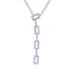 Natural 0.92 CTW Diamond Necklace 18K Two Tone Rose Gold - REF-134M3F