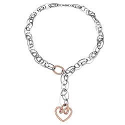 Natural 0.57 CTW Diamond Necklace 18K Two Tone Rose Gold - REF-409W5H