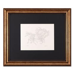 Guillaume Azoulay, "Pen and Ink AB" Framed Original Drawing, Hand Signed with Letter of Authenticity