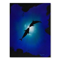 Wyland, "Kissing Seas" Original Oil Painting on Board, Hand Signed with Letter of Authenticity.