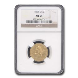 1857-S $5 Liberty Gold Half Eagle AU-53 NGC