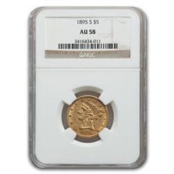 1895-S $5 Liberty Gold Half Eagle AU-58 NGC