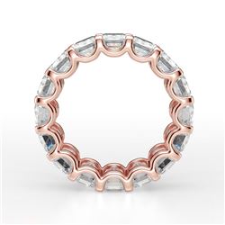 Natural 10.52 CTW U- Setting Emerald Cut Diamond Eternity Ring 18KT Rose Gold