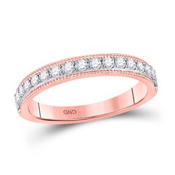 14kt Rose Gold Womens Round Diamond Band Ring 1/3 Cttw