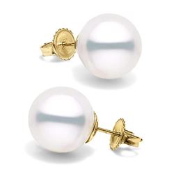 White South Sea Pearl Stud Earrings, 12.0-13.0mm