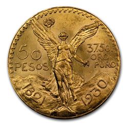 1930 Mexico Gold 50 Pesos BU