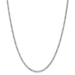 14k 2.5 mm White Gold Semi-Solid Figaro Chain Necklace - 20 in.