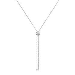 Natural 0.42 CTW Solid Gold and Diamond Adjustable Rodeo Necklace 18KT White Gold