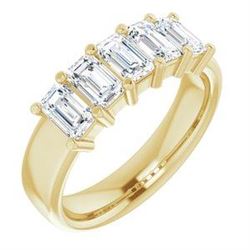 Natural 2.52 CTW Emerald Cut 5-Stone Diamond Ring 14KT Yellow Gold