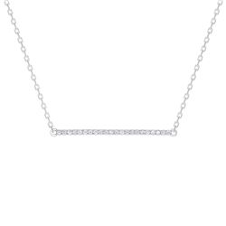 Natural 0.22 CTW Horizontal Diamond Bar Necklace 14KT White Gold