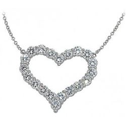 Natural 0.52 CTW White Gold Diamond Heart Pendant With Chain 14KT White Gold