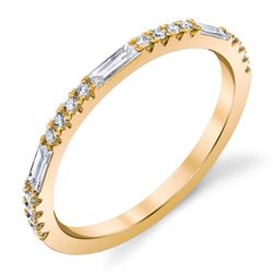 Natural 0.27 CTW Round & Baguette Stackable Diamond Ring 18KT Yellow Gold
