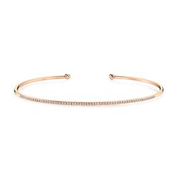 Natural 0.19 CTW Be Brave Bangle Cuff Bracelet 14KT Rose Gold