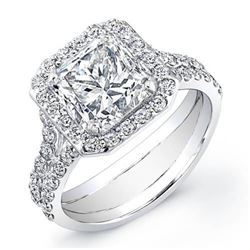 Natural 2.7 CTW Princess Cut Diamond Engagement Ring 18KT White Gold