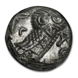 Attica Athens Silver Tetradrachm Owl (393-294 BC) AU NGC