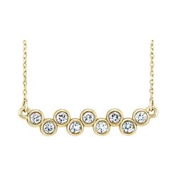 Natural 0.52 CTW Bezel Diamond Up Down Bar Necklace 14KT Yellow Gold