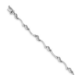 14k White Gold Diamond Link Bracelet - 7.25 in.