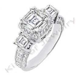 Natural 2.64 CTW Asscher Cut Diamond Engagement Ring 14KT White Gold