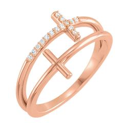Natural 0.07 CTW Double Cross Diamond Ring 14KT Rose Gold