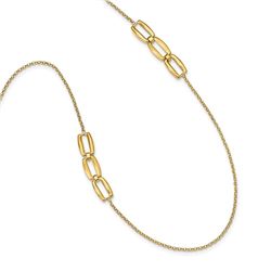 14k Yellow Gold Brushed & Polished Fancy Necklace - 24 in.
