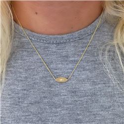 Natural 0.02 CTW The Eye Diamond Necklace 18KT Yellow Gold
