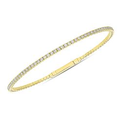 Natural 1.02 CTW Stackable Diamond Bangle Bracelet 18KT Yellow Gold