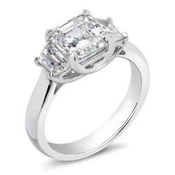 Natural 1.52 CTW 3-Stone Asscher Cut Diamond Ring 14KT White Gold