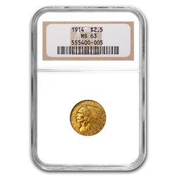 1914 $2.50 Indian Gold Quarter Eagle MS-63 NGC