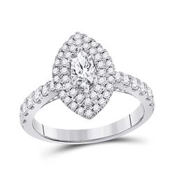 14kt White Gold Marquise Diamond Solitaire Bridal Wedding Engagement Ring 1 Cttw