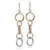 Image 1 : 14k Gold Tri-Color Diamond Cut Circle Dangle Earrings
