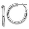 Image 1 : 14k White Gold Polished Round Hoop Earrings - 4x20 mm