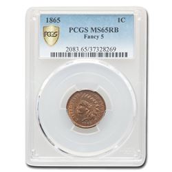 1865 Indian Head Cent MS-65 PCGS (Red/Brown, Fancy 5)