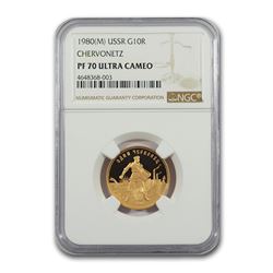 1980 Russia Gold 10 Roubles Chervonetz PF-70 NGC