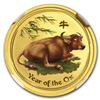 Image 2 : 2009 Australia 1/4 oz Gold Lunar Ox MS-70 NGC (SII, Colorized)
