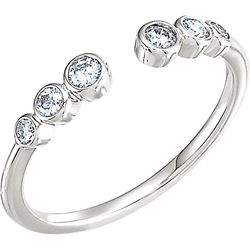 Natural 0.27 CTW Six Stone Stackable Bezel Diamond Cuff Ring 18KT White Gold
