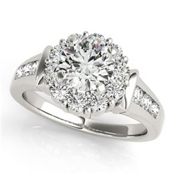 Natural 1.65 ctw Diamond Solitaire Halo Ring 14k White Gold